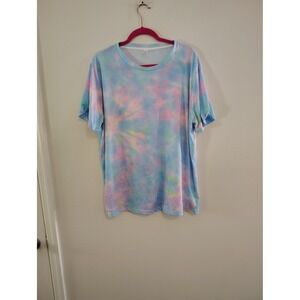 Pixie Lady Womens Pastel Tie Dye Short Sleeve T-Shirt Blue Pink Yellow 2X